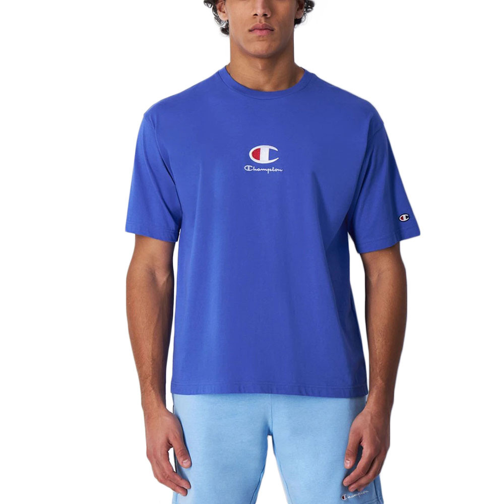 219847 T Shirt Mc Homme CHAMPION BLEU pas cher T shirt manches courtes homme CHAMPION discount